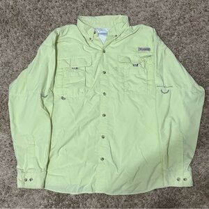 Yellow Columbia Long Sleeve Button Up Fishing Shirt Size Large